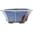 Octagonal red and blue bonsai pot by Heian Kosen - 120 x 120 x 50 mm