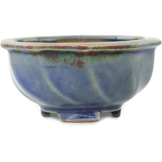 Heian Kosen 97 mm round blue bonsai pot by Heian Kosen, Kyoto, Japan