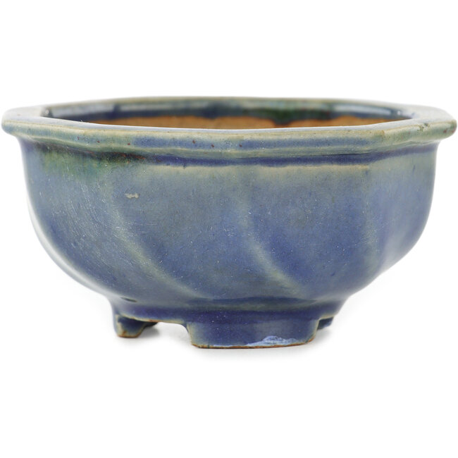 Round blue bonsai pot by Heian Kosen - 97 x 97 x 47 mm