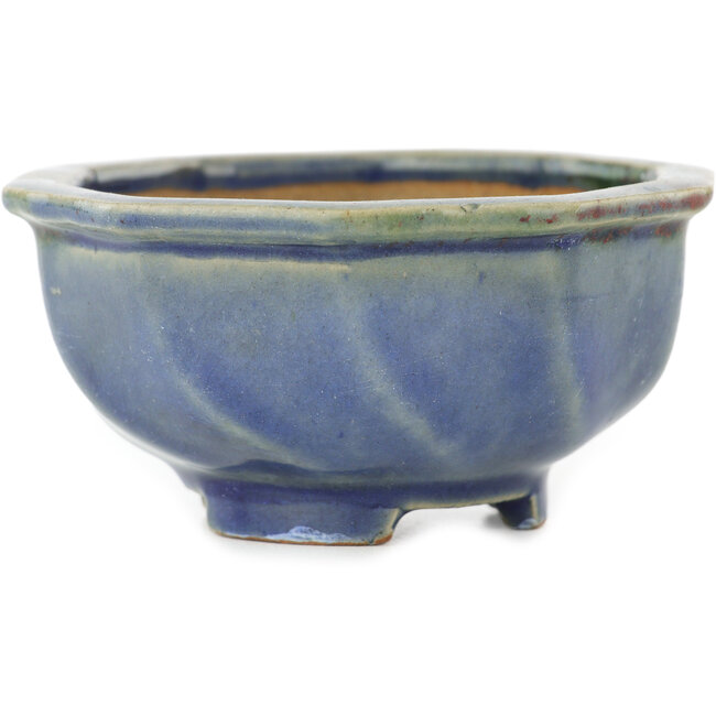 Round blue bonsai pot by Heian Kosen - 97 x 97 x 47 mm