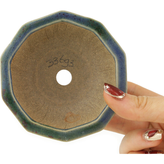 Ronde blauwe bonsaipot van Heian Kosen - 97 x 97 x 47 mm