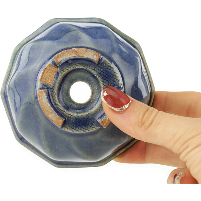 Maceta redonda azul para bonsái de Heian Kosen - 97 x 97 x 47 mm