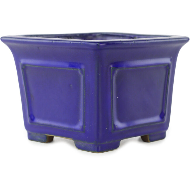 Vierkante blauwe bonsaipot van Shibakatsu - 125 x 125 x 90 mm