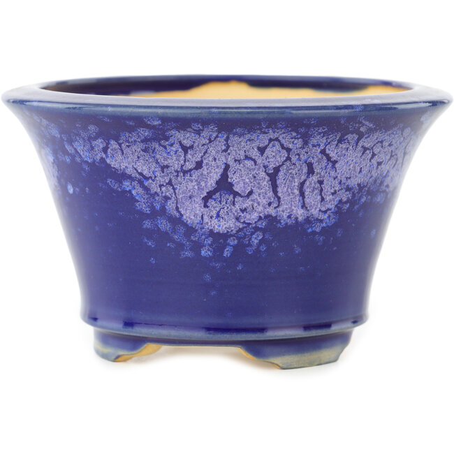 Round blue bonsai pot by Eime Yozan - 115 x 115 x 70 mm