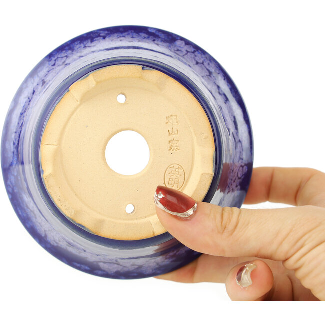 Pot à bonsaï rond bleu par Eime Yozan - 115 x 115 x 70 mm