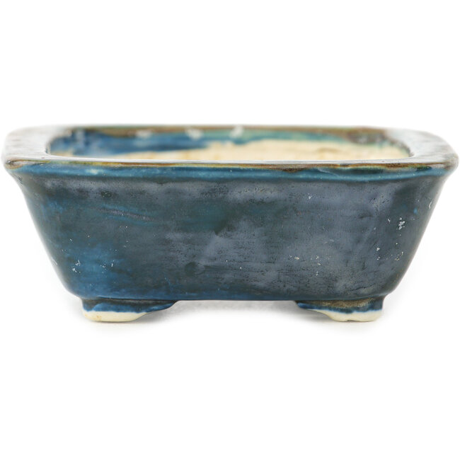 Rechteckige blaugrüne Bonsaischale von Okuruyama – 98 x 83 x 30 mm