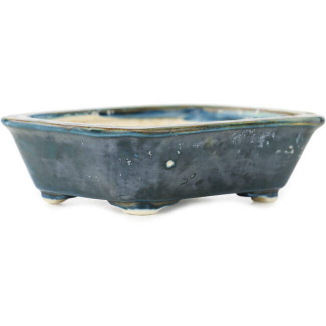 Rechthoekige blauwgroen bonsaipot van Okuruyama - 98 x 83 x 30 mm