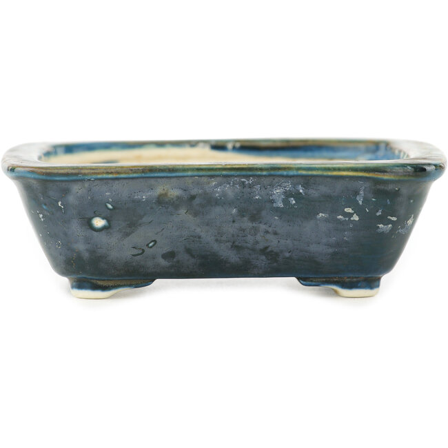 Rechteckige blaugrüne Bonsaischale von Okuruyama – 98 x 83 x 30 mm
