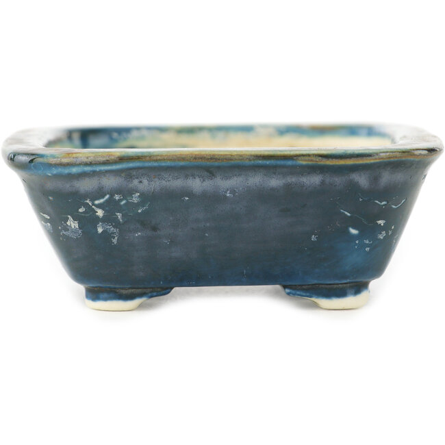 Rechthoekige blauwgroen bonsaipot van Okuruyama - 98 x 83 x 30 mm