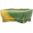 Pot à bonsaï rectangulaire vert et jaune par Terahata Satomi Mazan - 87 x 65 x 37 mm