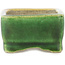 Pot à bonsaï rectangulaire vert et jaune par Terahata Satomi Mazan - 87 x 65 x 37 mm