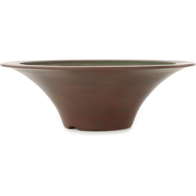 Ronde ongeglazuurde bonsaipot van Bigei - 180 x 180 x 60 mm