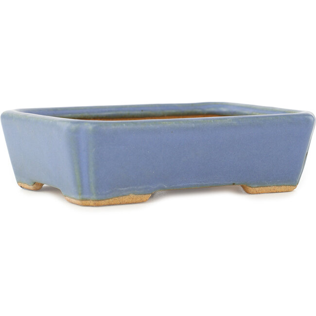 Rechteckiger blauer Bonsai-Topf von Hattori - 142 x 107 x 40 mm