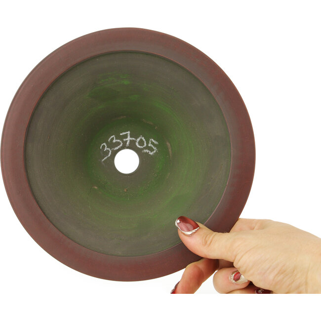 Ronde ongeglazuurde bonsaipot van Bigei - 180 x 180 x 60 mm