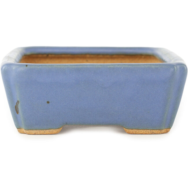 Rectangular blue bonsai pot by Hattori - 142 x 107 x 40 mm
