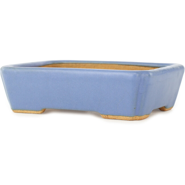 Rechthoekige blauwe bonsai pot van Hattori - 142 x 107 x 40 mm