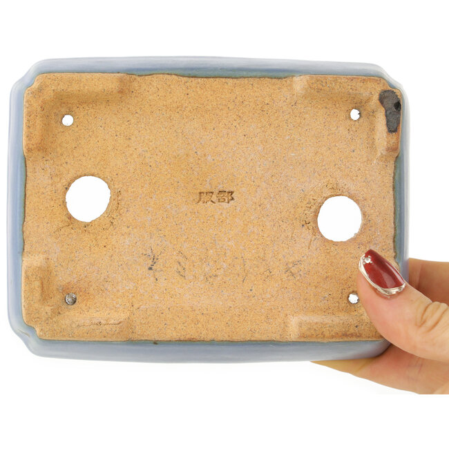 Pot à bonsaï rectangulaire bleu par Hattori - 142 x 107 x 40 mm
