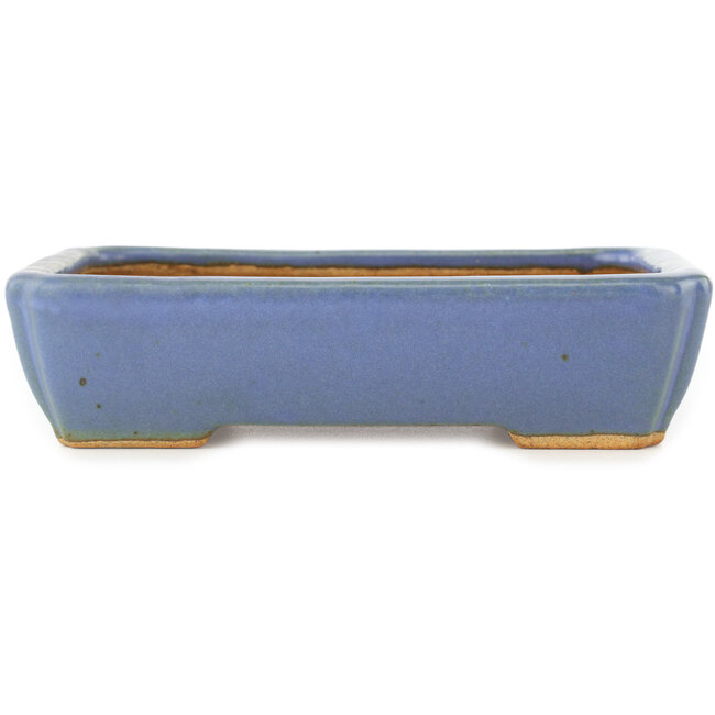 Rectangular blue bonsai pot by Hattori - 151 x 115 x 40 mm