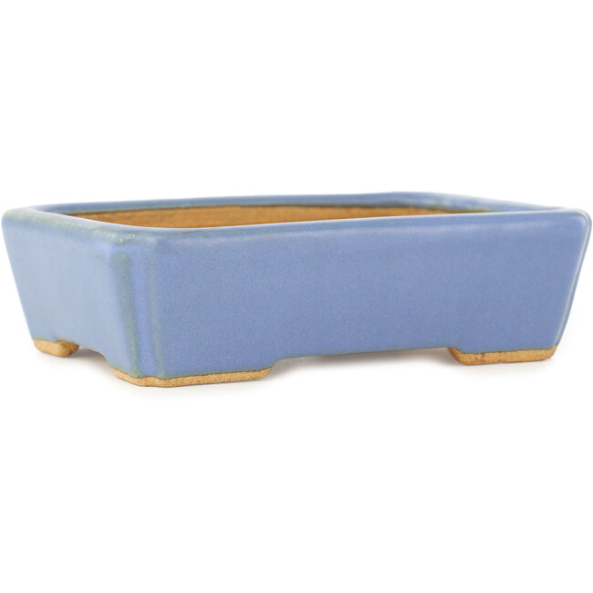 Rechthoekige blauwe bonsai pot van Hattori - 142 x 107 x 40 mm
