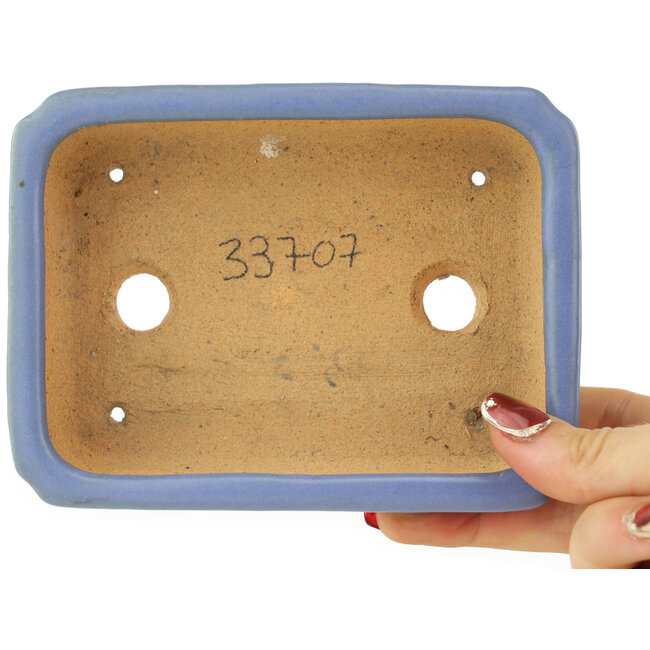 Pot à bonsaï rectangulaire bleu par Hattori - 142 x 107 x 40 mm
