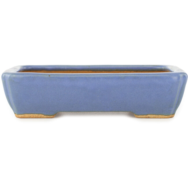 Rectangular blue bonsai pot by Hattori - 151 x 115 x 40 mm