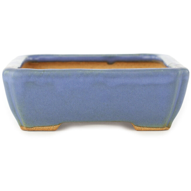 Rectangular blue bonsai pot by Hattori - 151 x 115 x 40 mm