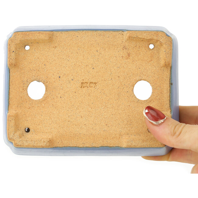 Pot à bonsaï rectangulaire bleu par Hattori - 142 x 107 x 40 mm