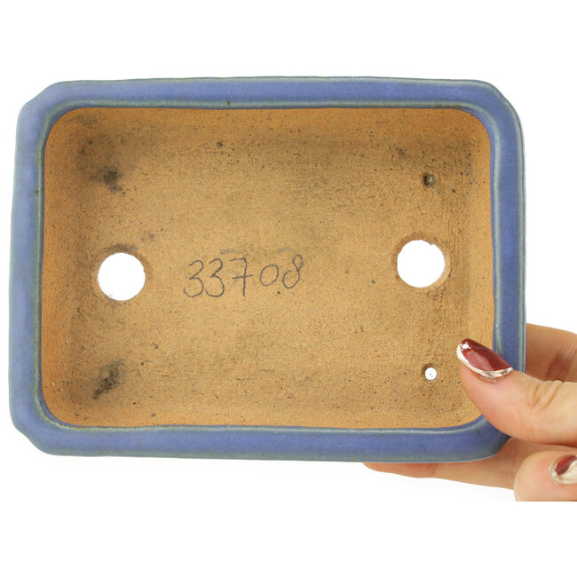 Rechthoekige blauwe bonsai pot van Hattori - 151 x 115 x 40 mm