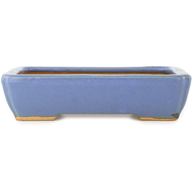 Rectangular blue bonsai pot by Hattori - 151 x 115 x 40 mm