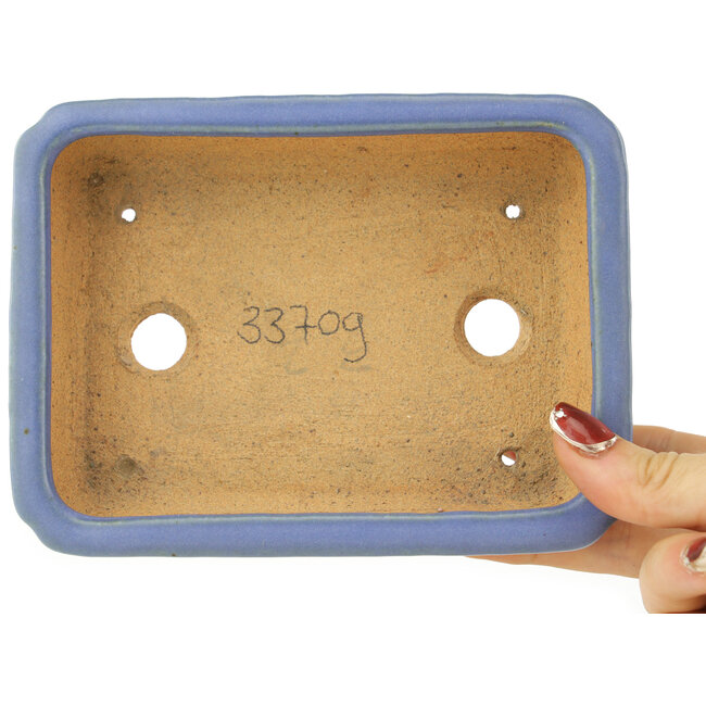Pot à bonsaï rectangulaire bleu par Hattori - 151 x 115 x 40 mm