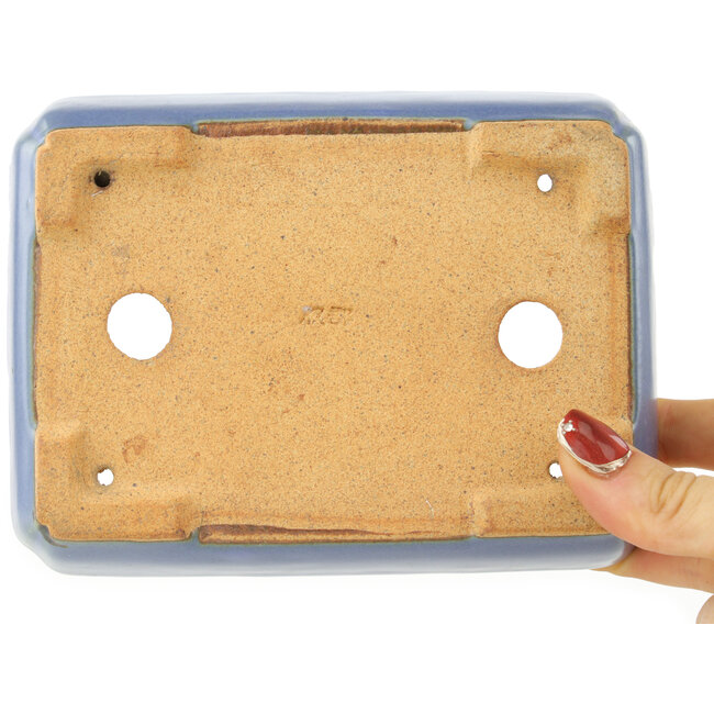 Pot à bonsaï rectangulaire bleu par Hattori - 151 x 115 x 40 mm