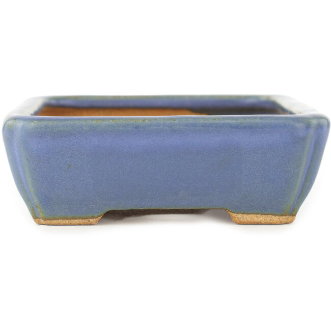 Rectangular blue bonsai pot by Hattori - 151 x 115 x 40 mm