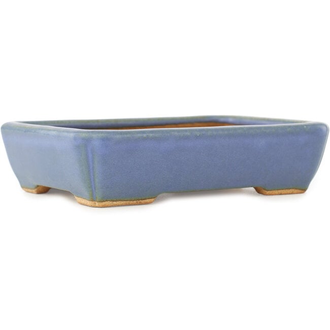 Rechthoekige blauwe bonsai pot van Hattori - 151 x 115 x 40 mm