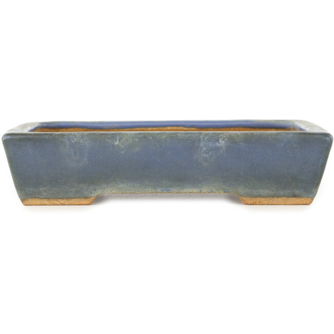 Rectangular blue bonsai pot by Hattori - 155 x 115 x 35 mm