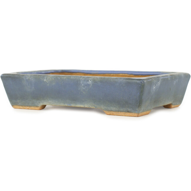 Rectangular blue bonsai pot by Hattori - 155 x 115 x 35 mm