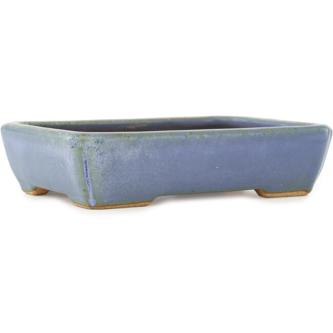 Rectangular blue bonsai pot by Hattori - 151 x 115 x 40 mm