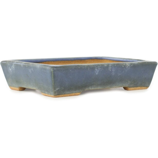 Rechthoekige blauwe bonsai pot van Hattori - 155 x 115 x 35 mm