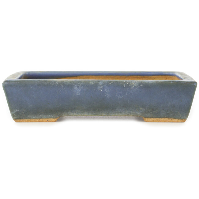 Rechthoekige blauwe bonsai pot van Hattori - 155 x 115 x 35 mm