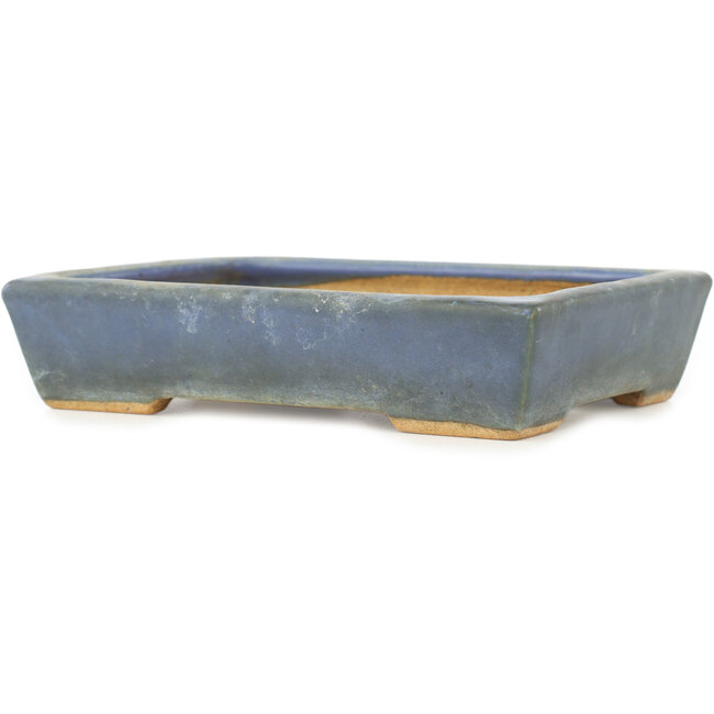 Rectangular blue bonsai pot by Hattori - 155 x 115 x 35 mm