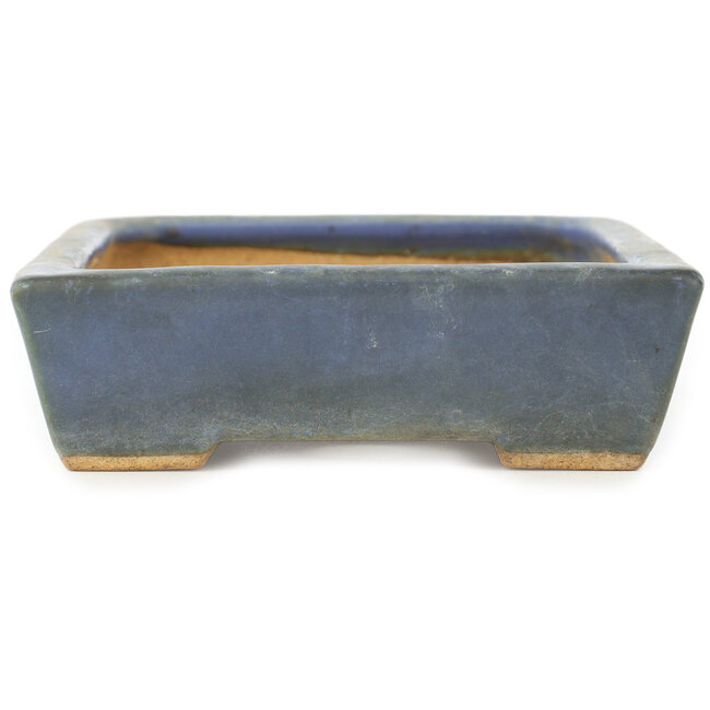 Rectangular blue bonsai pot by Hattori - 155 x 115 x 35 mm