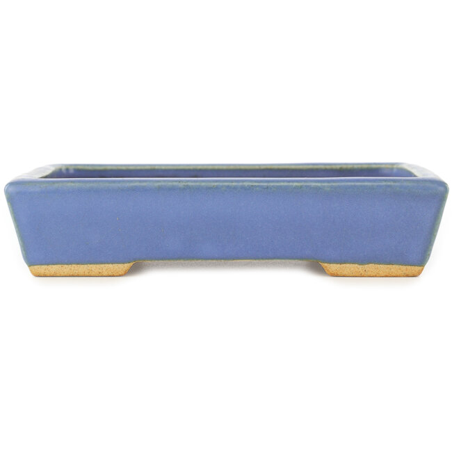 Rectangular blue bonsai pot by Hattori - 155 x 115 x 35 mm