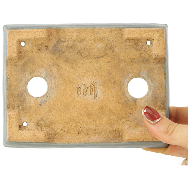 Maceta rectangular azul para bonsái de Hattori - 155 x 115 x 35 mm