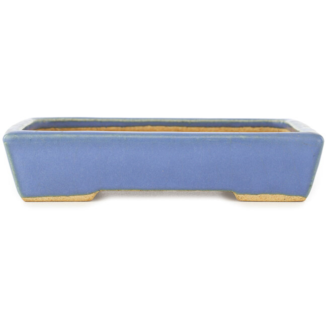 Rechthoekige blauwe bonsai pot van Hattori - 155 x 115 x 35 mm