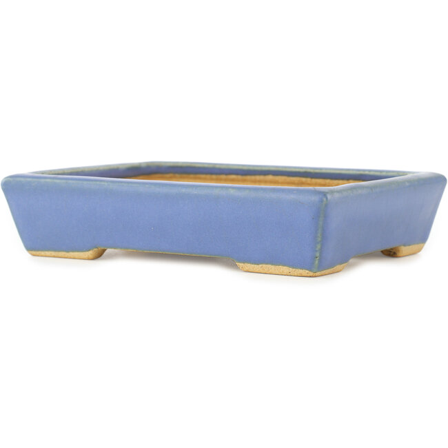 Rechthoekige blauwe bonsai pot van Hattori - 155 x 115 x 35 mm
