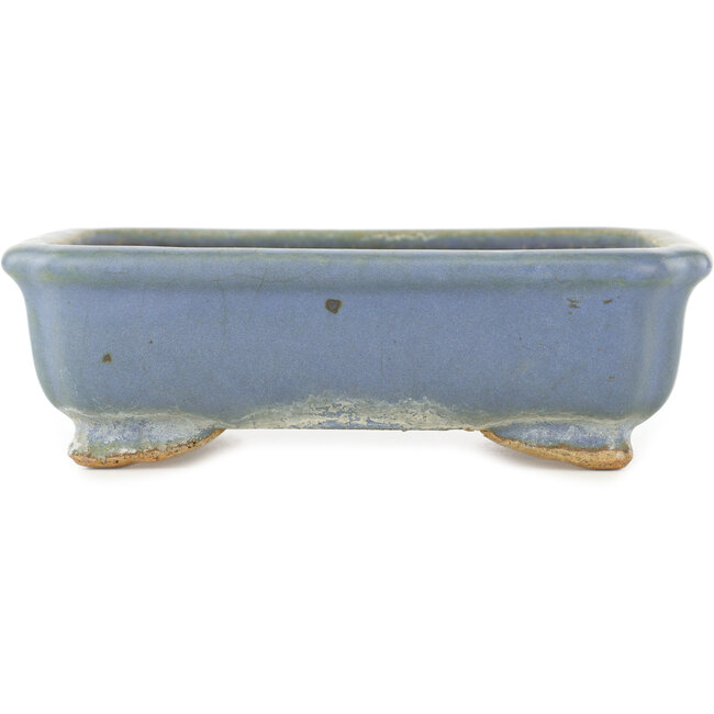 Rectangular blue bonsai pot by Hattori - 147 x 113 x 47 mm