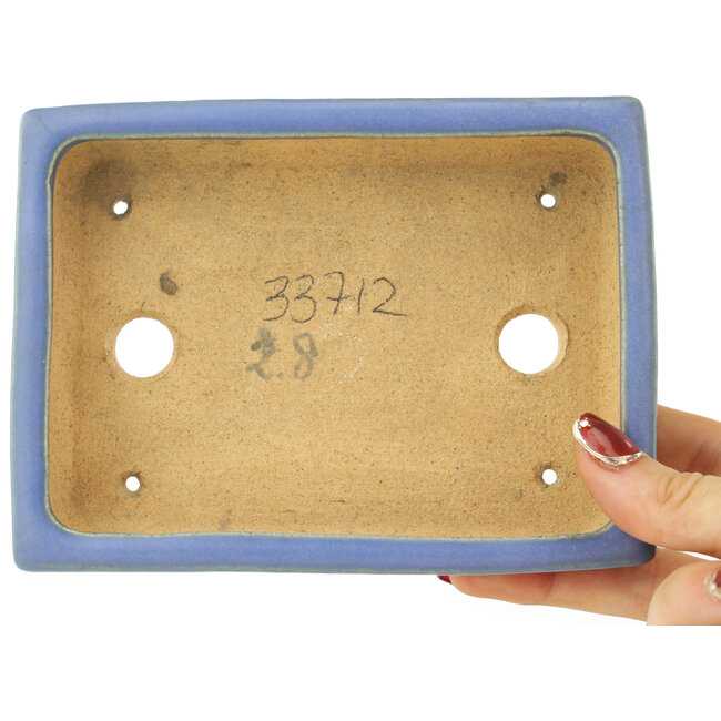 Rechthoekige blauwe bonsai pot van Hattori - 155 x 115 x 35 mm