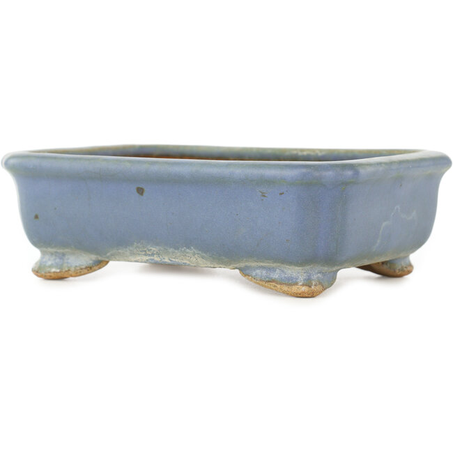 Rectangular blue bonsai pot by Hattori - 147 x 113 x 47 mm