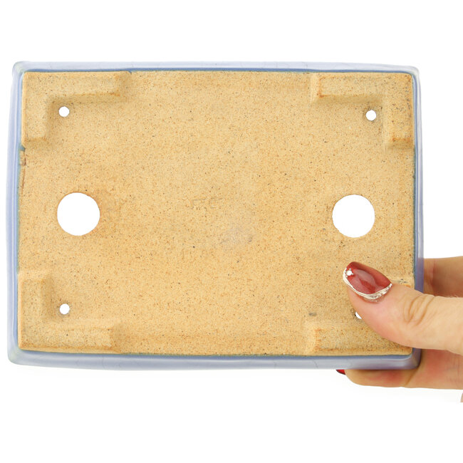 Pot à bonsaï rectangulaire bleu par Hattori - 155 x 115 x 35 mm