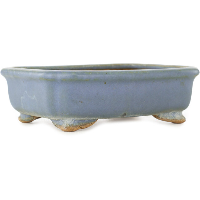 Rectangular blue bonsai pot by Hattori - 147 x 113 x 47 mm