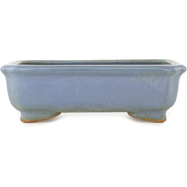 Rectangular blue bonsai pot by Hattori - 147 x 113 x 47 mm